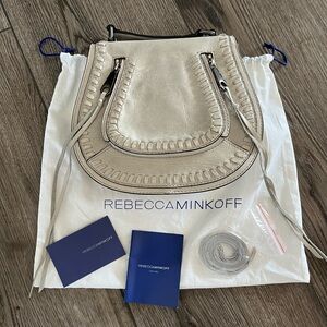 Rebecca Minkoff light gray purse.